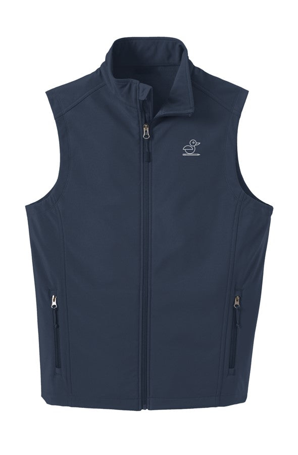 Mens Soft Shell Vest Black Embroidered Smart Duck logo