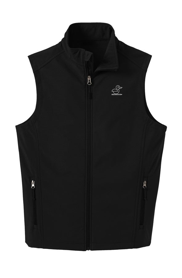 Mens Soft Shell Vest Black Embroidered Smart Duck logo