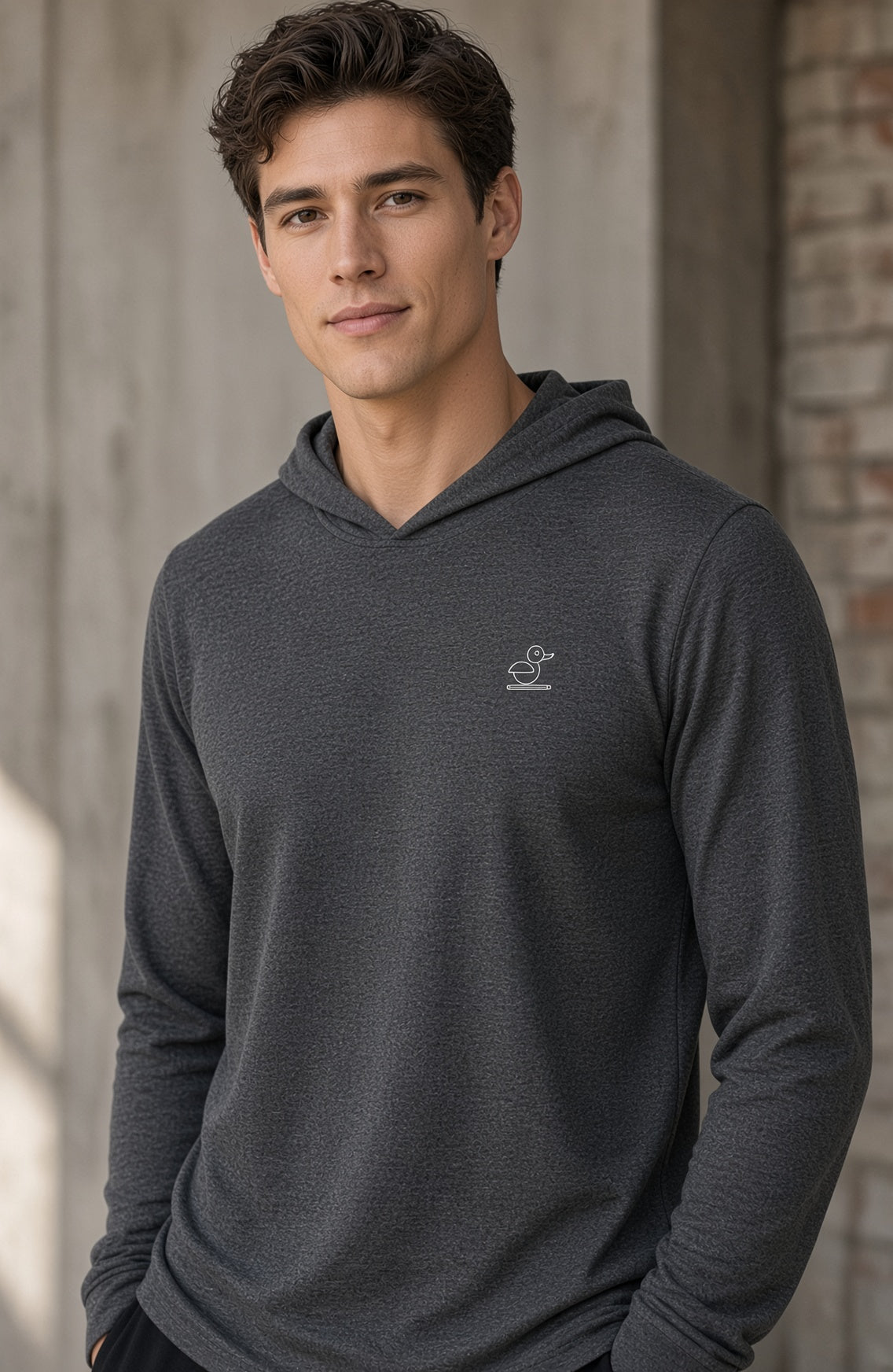 Smart Duck Jersey Hooded Long Sleeve Tee: Lightweight